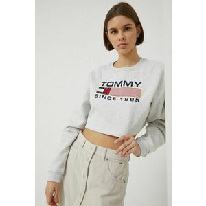 Tommy Jeans bluza femei, culoarea gri, cu imprimeu imagine