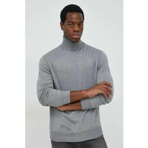 La Martina pulover din amestec de lana barbati, culoarea gri, light, cu guler imagine