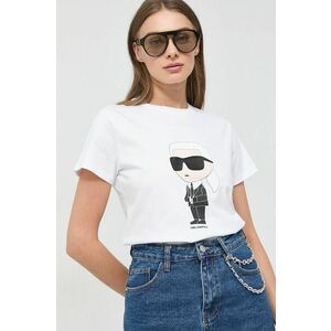 Karl Lagerfeld tricou din bumbac femei, culoarea alb imagine