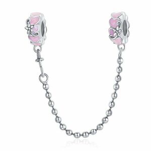 Talisman din argint Pink Hearts Safety Chain imagine