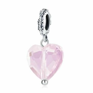 Talisman din argint Pink Translucent Heart imagine