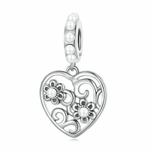 Talisman din argint Flowered Heart imagine