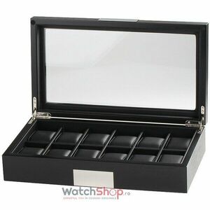 Cutie depozitare Rothenschild RS-2350-12BL 37 x 21 x 8.5 pentru 12 ceasuri Negru imagine
