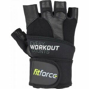 Fitforce LINEAR Mănuși fitness piele, negru, mărime imagine