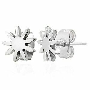Cercei din oțel, floare lucioasă, argintie imagine