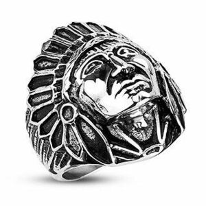 Inel din oțel - apaș american nativ, patinat - Marime inel: 59 imagine