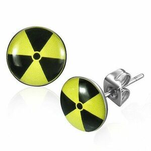 Cercei rotunzi din oțel - simbol nuclear cu galben și negru imagine