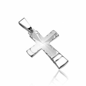 Pandantiv argint - cruce cu decupaj conic cu nervuri și arcuri imagine