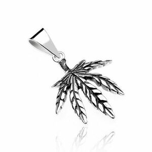Pandantiv argint - frunză marijuana imagine