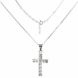 Colier realizat din argint 925 - cruce cu crestături oblice imagine