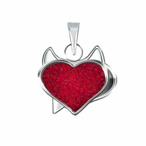 Pandantiv din argint 925 - inimă roşie, diavol, zirconiu imagine