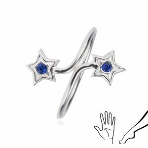 Inel argint 925 - braţe cu steluţe, zirconiu albastru imagine