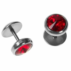 Piercing fals de ureche din oțel cu piatră roșie încorporată imagine
