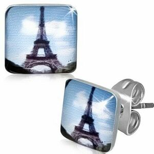 Cercei pătraţi din oţel, cu turnul Eiffel imagine