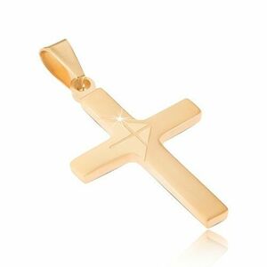 Pandantiv din oțel inoxidabil auriu, cruce latină mată, săgeată lucioasă imagine