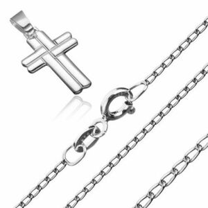 Colier, lanț lucios cu zale ovale și cruce împletită, argint 925 imagine