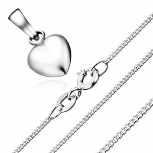 Colier - inimi simetrice și lanț cu zale răsucite, argint 925 imagine