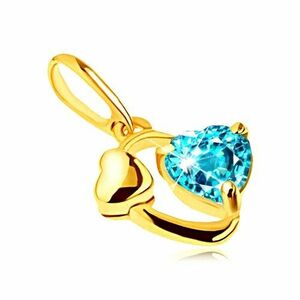 Pandantiv din aur 375 - contur oval, inimă lucioasă, inimă din topaz albastru imagine