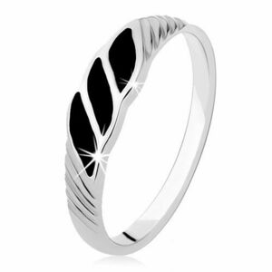 Inel din argint 925, trei valuri negre, striații oblice - Marime inel: 49 imagine