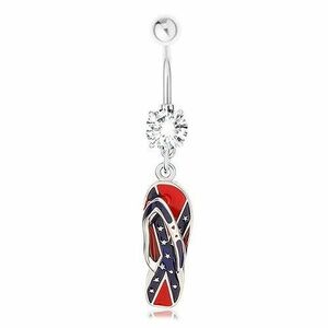 Piercing pentru buric, din oţel inoxidabil, pantof decorat cu steagul Confederaţiei imagine