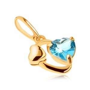 Pandantiv din aur 585 - contur oval, inimă lucioasă, inimă din topaz albastru imagine