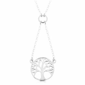 Colier din argint 925, lanț și pandantiv - arborele vieții lucios, în cerc imagine