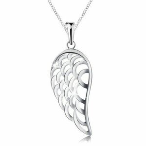 Colier din argint 925 cu pandantiv, aripă mare de înger, lanț subțire imagine