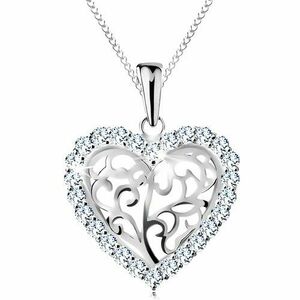 Colier realizat argint 925, inimă formată din ornamente cu margine din zirconiu transparent imagine