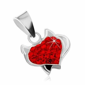 Pandantiv din argint 925 - inimă cu cornițe, coadă neagră și zirconii roșii imagine