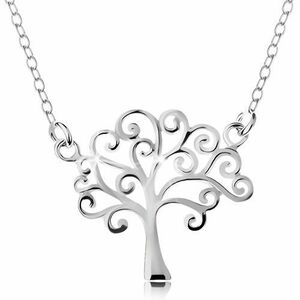 Colier din argint 925, lanț subțire și pandantiv - copacul vieții lucios imagine