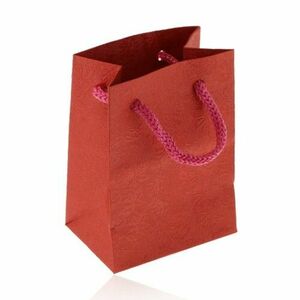 Punguță de hârtie pentru cadou, suprafață mată de culoare roșie, model cu trandafiri imagine