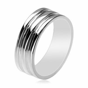 Inel din argint 925 - bandă cu două dungi goale, 8 mm - Marime inel: 50 imagine