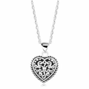 Colier din argint 925 - inimă cu patină și ornamente imagine