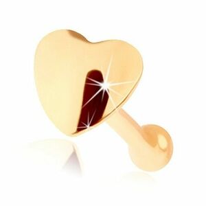 Piercing din aur de 14K pentru nas - forma dreaptă, inima rotunjită imagine