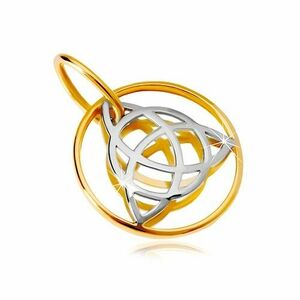 Pandantiv din aur de 14K – nod celtic bicolor într-un cerc subțire imagine