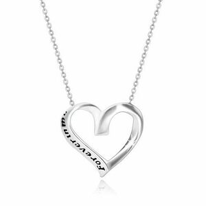 Colier din argint 925 - panglică ondulată în inimă, "Forever in my heart" imagine