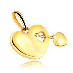 Pandantiv aur de 14K cu contur în formă de inimă - inimă mică pe un lanț imagine