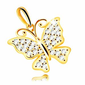 Pandantiv din aur de 14K - fluture împodobit cu zirconii strălucitoare imagine