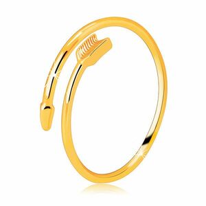 Inel din aur galben de 14K – săgeată răsucită, cu capetele inelului separate - Marime inel: 49 imagine