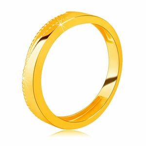Inel din aur galben de 14K – crestături triunghiulare cu puncte minuscule - Marime inel: 49 imagine