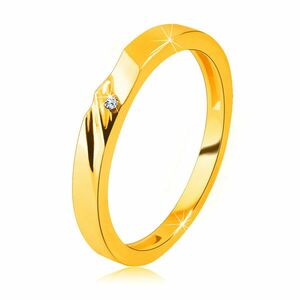Verighetă din aur de 14K – inel cu tăieturi fine, zirconiu mic - Marime inel: 49 imagine
