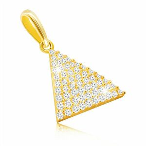 Pandantiv din aur de 14K - triunghi isoscel, mici zirconii rotunde, clemă ovală imagine