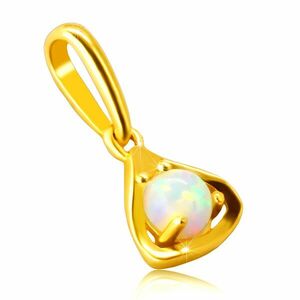 Pandantiv din aur de 14K - contur al unui triunghi cu opal sintetic rotund imagine