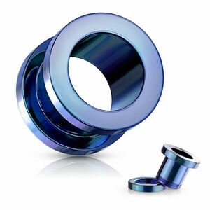 Tunel pentru ureche, din oțel 316L – suprafață de culoare albastru strălucitor, tehnologie de acoperire PVD - Lățime: 1, 2 mm imagine