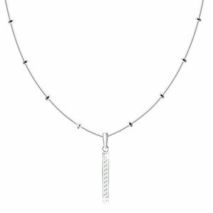 Colier din argint 925 – lanț cu model de șarpe, dreptunghi subțire cu zirconii transparente imagine