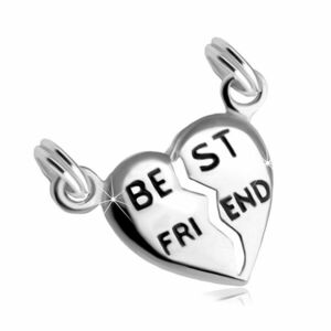 Pandantiv dublu din argint 925 - inimă despicată, inscripție “BEST FRIEND” imagine