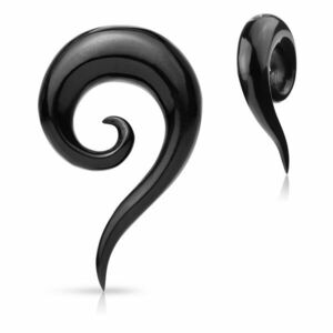 Expander pentru ureche din material organic – spirală curbă netedă neagră - Lățime: 10 mm imagine