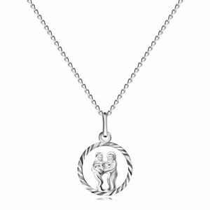 Lanț și pandantiv din argint cu model semn zodiacal, GEMENI imagine