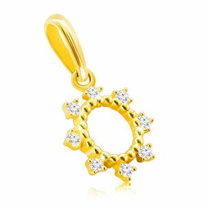 Pandantiv cu diamante din aur galben 585 - inel împodobit cu bile mici, diamante strălucitoare clare imagine