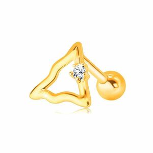 Piercing din aur de 14K - contur triunghiular cu un diamant strălucitor clar imagine